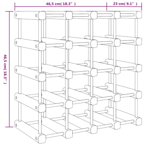 Поставка за вино за 20 бутилки 46,5x23x46,5 см бор масив