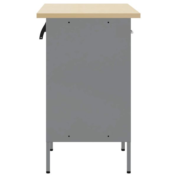Работен кабинет с чекмедже 2 pcs Черен и Сив 100 x 55 x 85 см