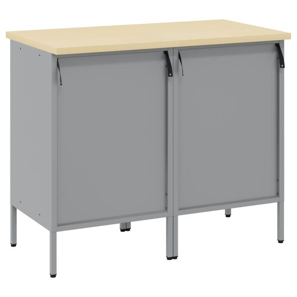 Работен кабинет с чекмедже 2 pcs Черен и Сив 100 x 55 x 85 см