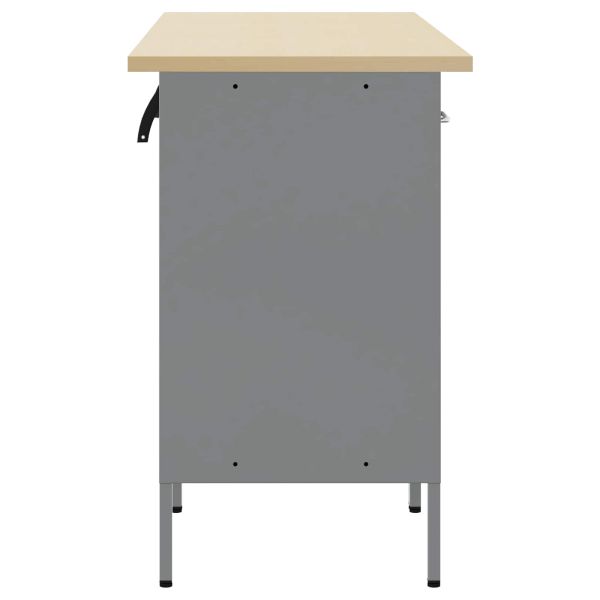 Работен кабинет с чекмедже 3 pcs Черен и Сив 150 x 55 x 85 см
