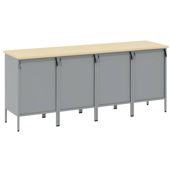 Работен кабинет с чекмедже 4 pcs Черен и Сив 200 x 55 x 85 см