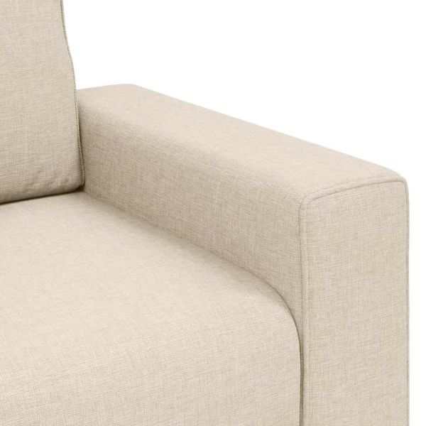Диван 3 pcs Бежово 221 x 80 x 82 см Ленена смесена тъкан