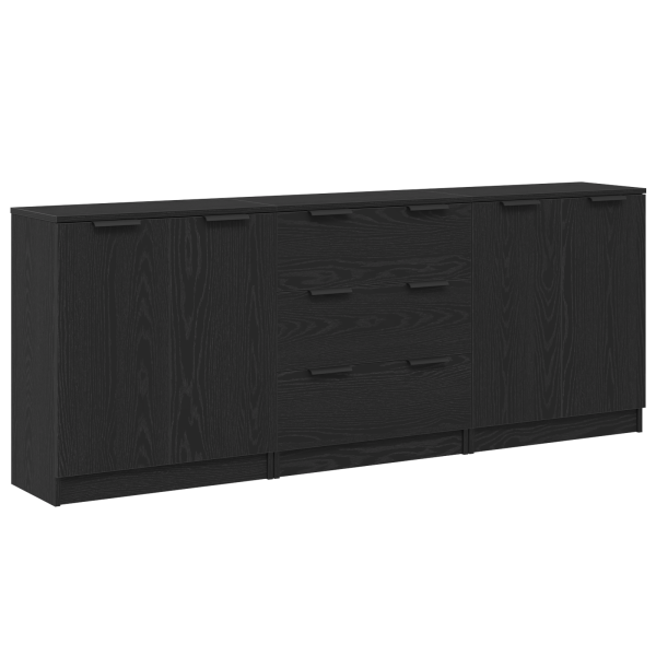 Служебен шкаф 3 pcs Черния дъб 180 x 30 x 70 см Инженерно дърво