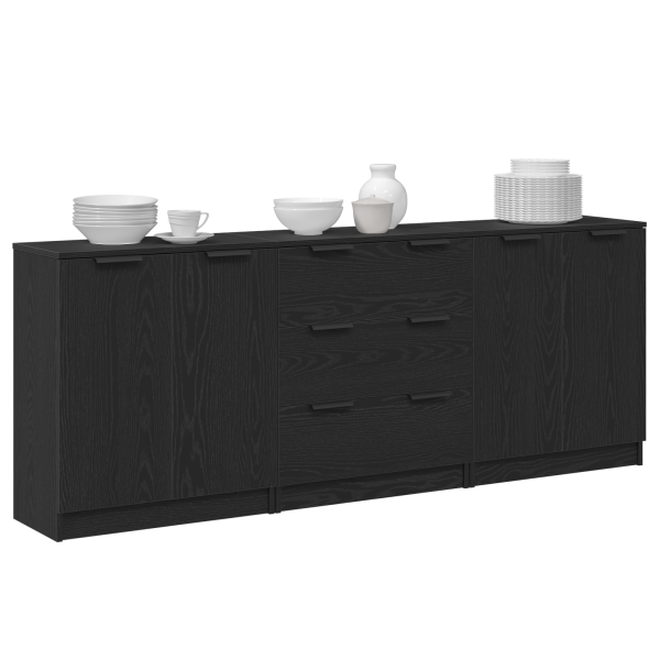 Служебен шкаф 3 pcs Черния дъб 180 x 30 x 70 см Инженерно дърво