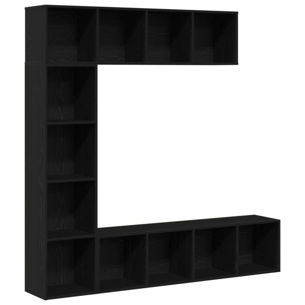 Рафт за книги 3 pcs Черния дъб 36 x 30 x 143 cm Инженерно дърво