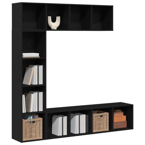 Рафт за книги 3 pcs Черния дъб 36 x 30 x 143 cm Инженерно дърво