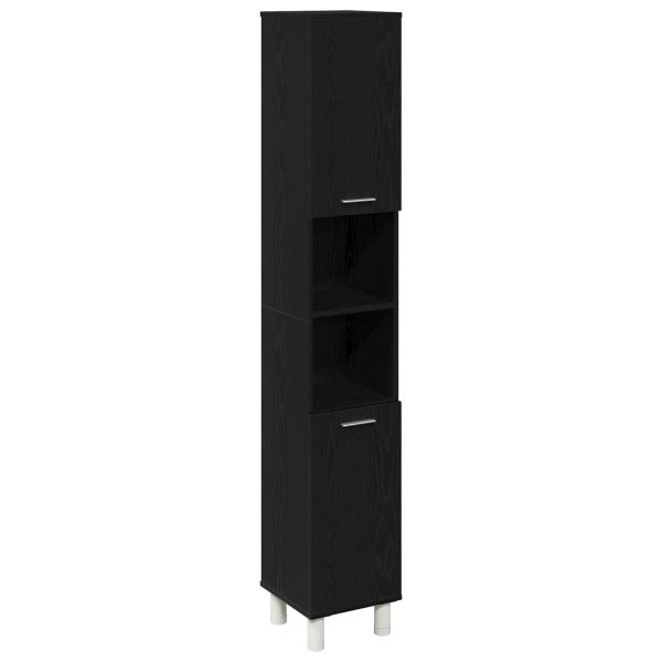 Комплект мебели за баня с рафт 4 pcs Черно 30 x 30 x 179,5 см