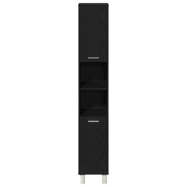 Комплект мебели за баня с рафт 4 pcs Черно 30 x 30 x 179,5 см