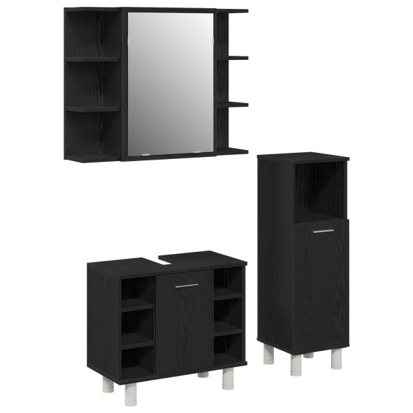 Комплект мебели за баня с рафт 3 pcs Черно 30 x 30 x 99,5 см
