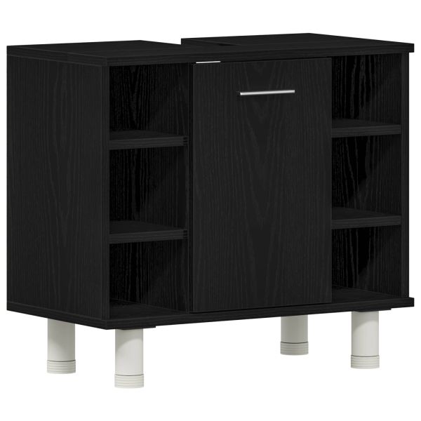 Комплект мебели за баня с рафт 3 pcs Черно 30 x 30 x 99,5 см