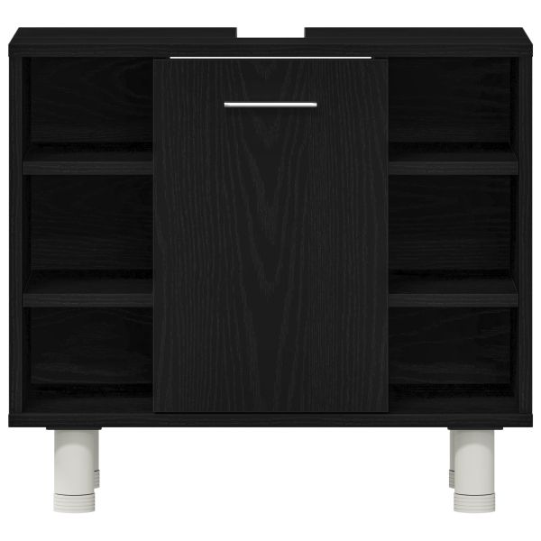 Комплект мебели за баня с рафт 3 pcs Черно 30 x 30 x 99,5 см