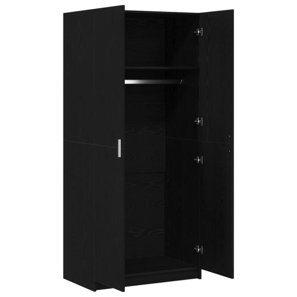 Гардероб с рафт Черния дъб 80 x 50,5 x 180 см Инженерно дърво
