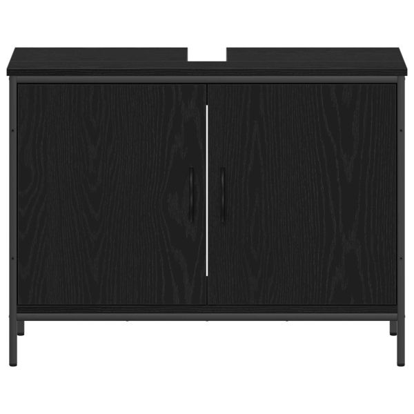 Комплект мебели за баня с рафт 4 pcs Черно Инженерно дърво