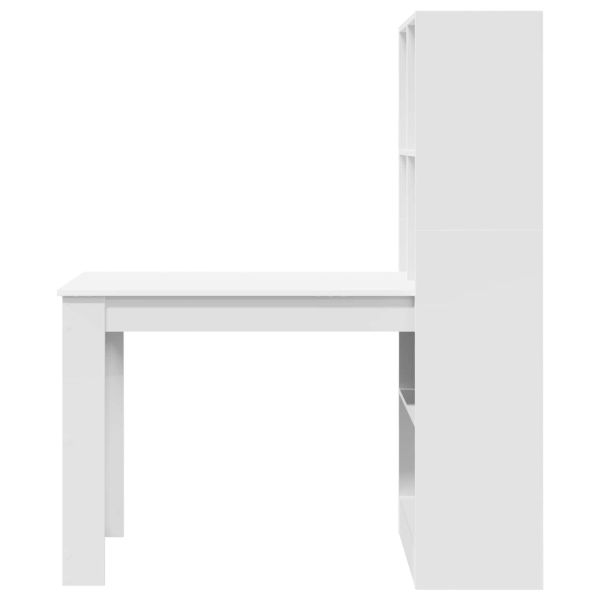 Бюро с рафт Бяло 122 x 67 x 145 см Инженерно дърво