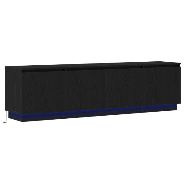 ТВ шкаф с LED Черния дъб 180 x 38 x 49 см Инженерно дърво