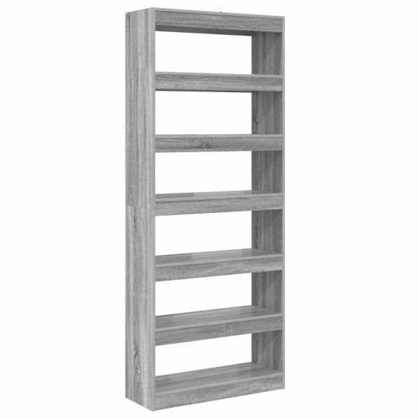 Шкаф за книги Сив Сонома 80 x 30 x 198 см Инженерно дърво