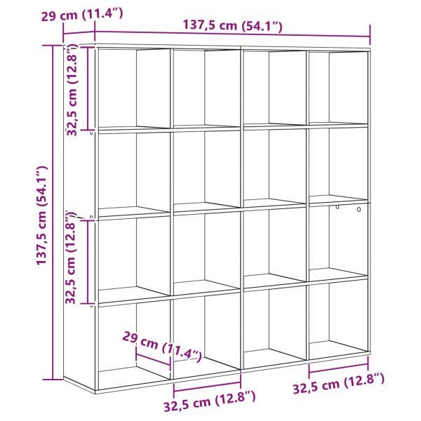 Шкаф за книги Черния дъб 137,5 x 29 x 137,5 см Инженерно дърво