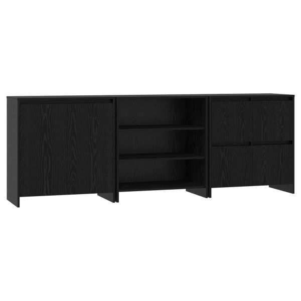 Служебен шкаф 3 pcs Черния дъб 70 x 41 x 75 см Инженерно дърво