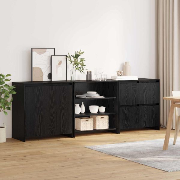 Служебен шкаф 3 pcs Черния дъб 70 x 41 x 75 см Инженерно дърво