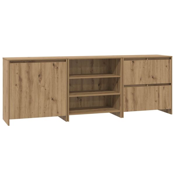 Служебен шкаф 3 pcs Дъб 70 x 41 x 75 см Инженерно дърво