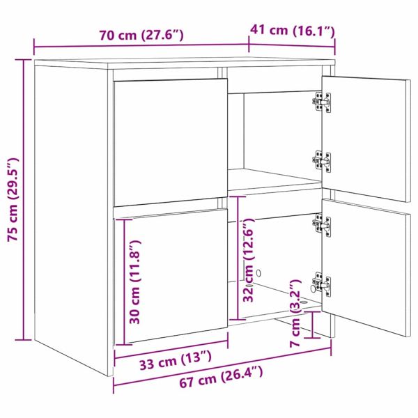 Служебен шкаф 2 pcs Старо дърво 70 x 41 x 75 см Инженерно дърво