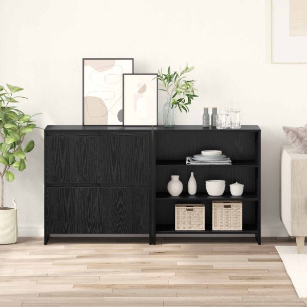 Служебен шкаф 2 pcs Черния дъб 70 x 41 x 75 см Инженерно дърво