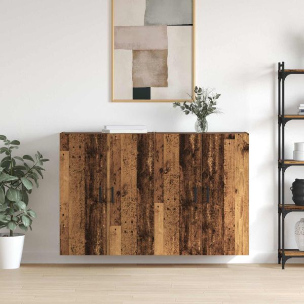Стенно шкафче 2 pcs Старо дърво 69,5 x 34 x 90 см