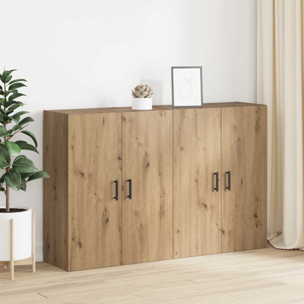 Стенно шкафче 2 pcs Дъб 69,5 x 34 x 90 см Инженерно дърво
