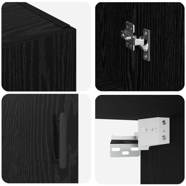 Стенно шкафче 2 pcs Черния дъб 69,5 x 34 x 90 см