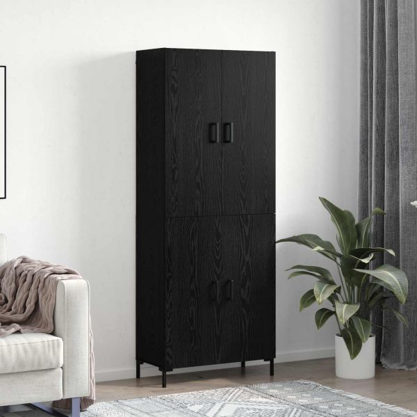 Висок шкаф Черен дъб 69,5 x 34 x 180 см Инженерно дърво