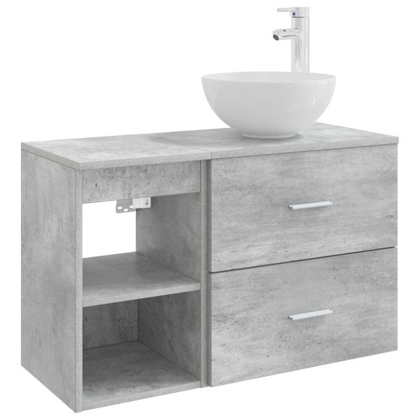 Комплект мебели за баня 2 pcs Бетонно сиво Инженерна дървесина