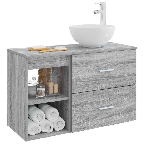 Комплект мебели за баня 2 pcs Сив Сонома Инженерна дървесина