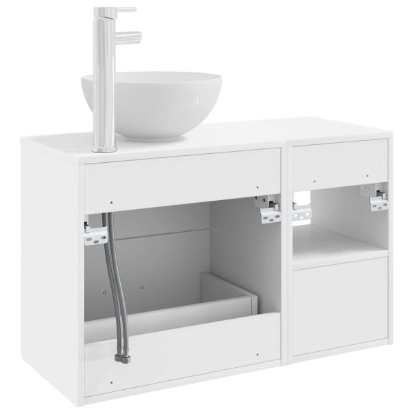 Комплект мебели за баня 2 pcs Бяло Инженерна дървесина