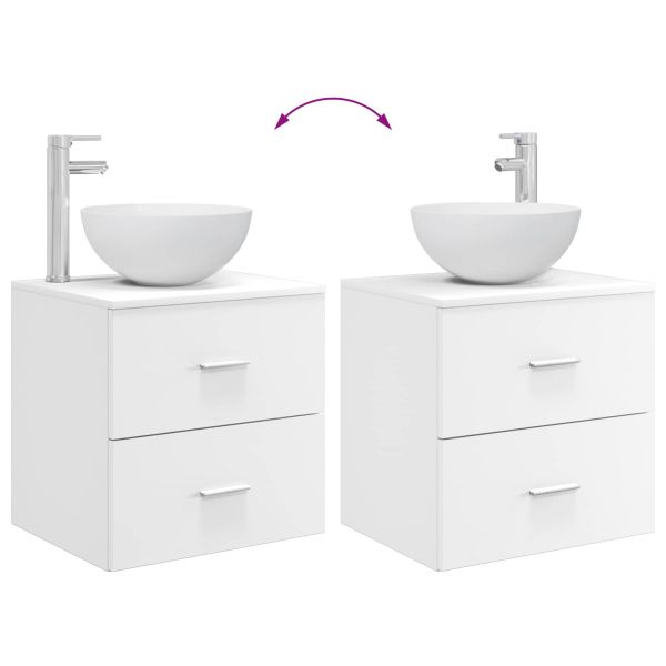 Комплект мебели за баня 2 pcs Бяло Инженерна дървесина
