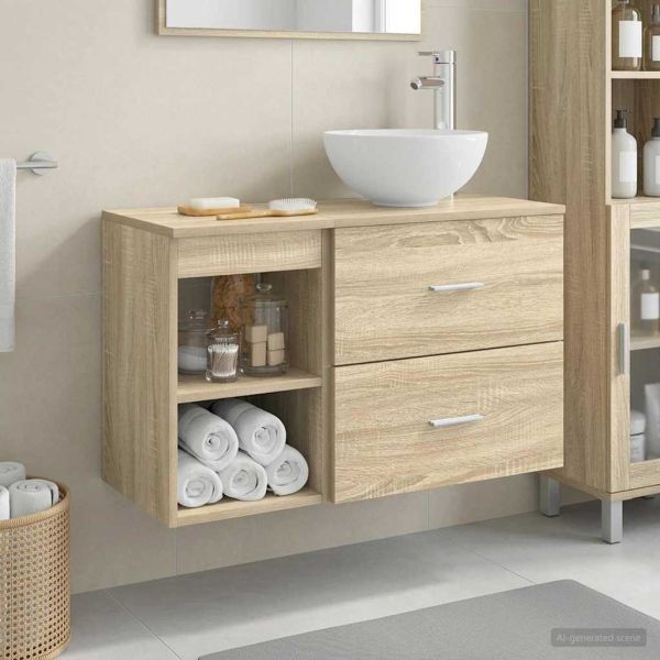Комплект мебели за баня 2 pcs Дъб сонома Инженерна дървесина