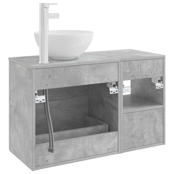 Комплект мебели за баня 2 pcs Бетонно сиво Инженерна дървесина