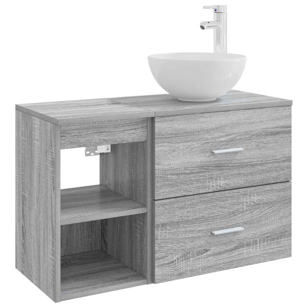 Комплект мебели за баня 2 pcs Сив Сонома Инженерна дървесина