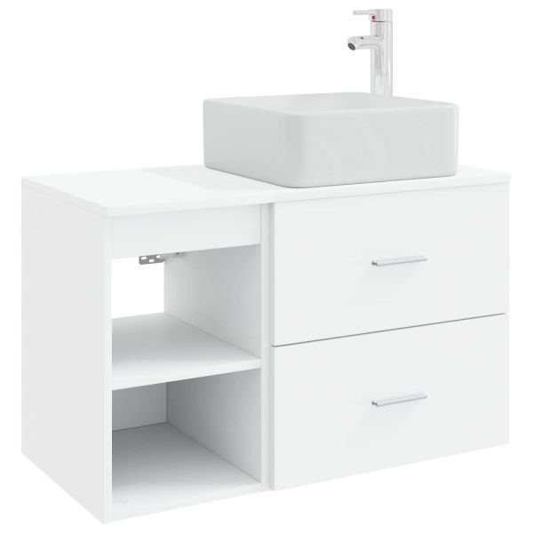 Комплект мебели за баня 2 pcs Бяло Инженерна дървесина