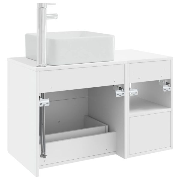 Комплект мебели за баня 2 pcs Бяло Инженерна дървесина