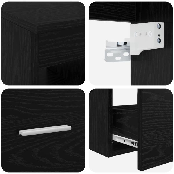 Комплект мебели за баня 2 pcs Черен дъб Инженерна дървесина