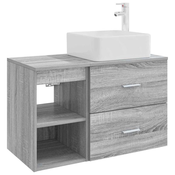 Комплект мебели за баня 2 pcs Сив Сонома Инженерна дървесина