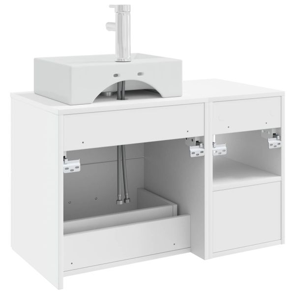 Комплект мебели за баня 2 pcs Бяло Инженерна дървесина