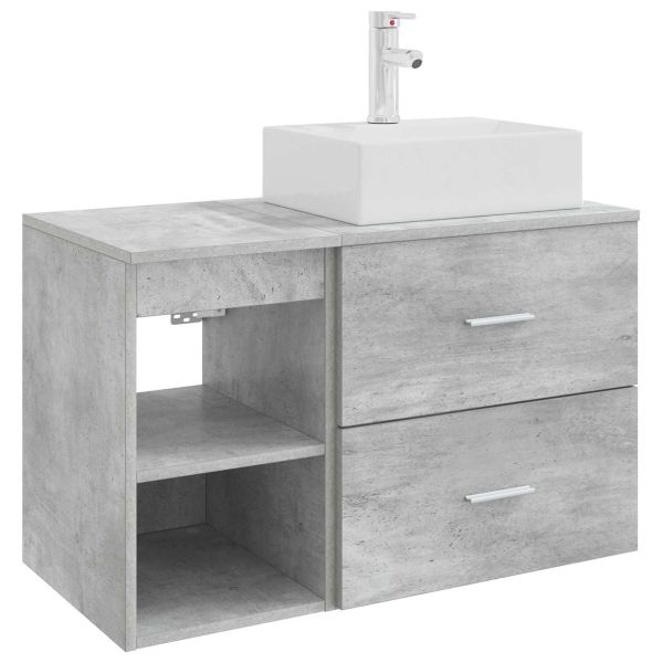 Комплект мебели за баня 2 pcs Бетонно сиво Инженерна дървесина