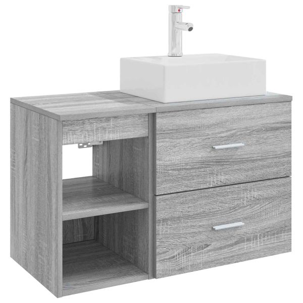 Комплект мебели за баня 2 pcs Сив Сонома Инженерна дървесина