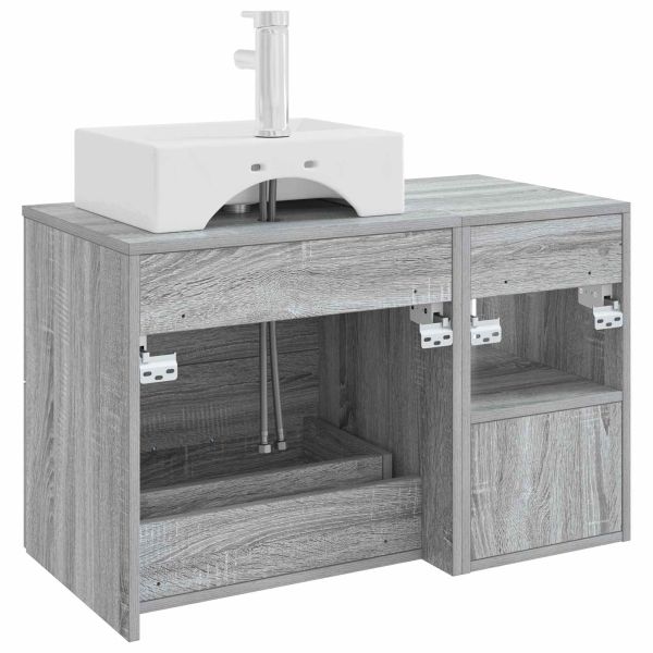 Комплект мебели за баня 2 pcs Сив Сонома Инженерна дървесина