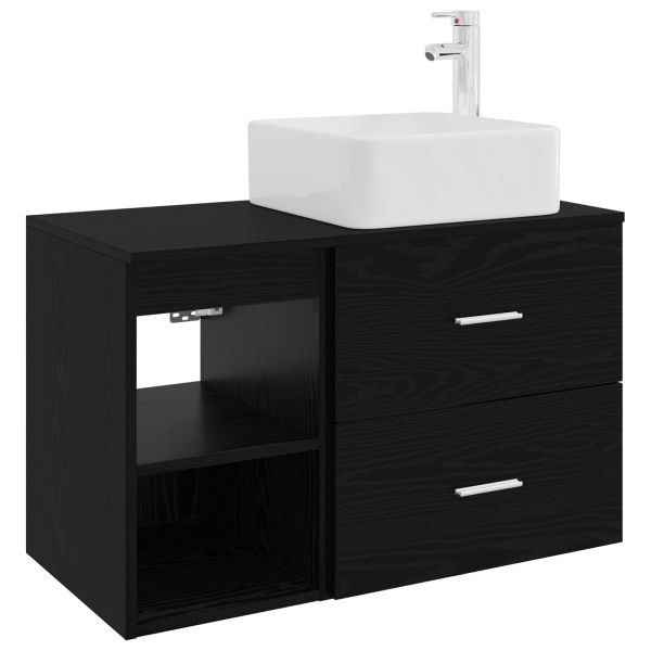 Комплект мебели за баня 2 pcs Черен дъб Инженерна дървесина