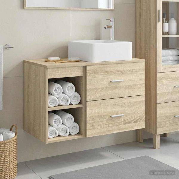 Комплект мебели за баня 2 pcs Дъб сонома Инженерна дървесина