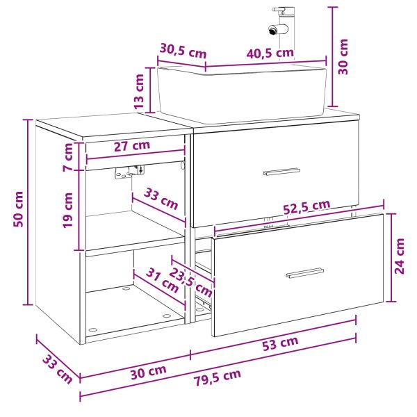 Комплект мебели за баня 2 pcs Дъб сонома Инженерна дървесина