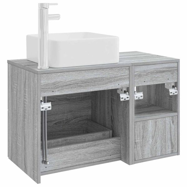 Комплект мебели за баня 2 pcs Сив Сонома Инженерна дървесина