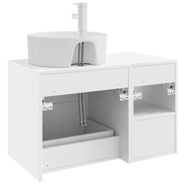 Комплект мебели за баня 2 pcs Бяло Инженерна дървесина
